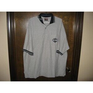 Mens Las Vegas Nevade Harley Davidson Motorcycles Gray & Black Polo Shirt Sz 2XL